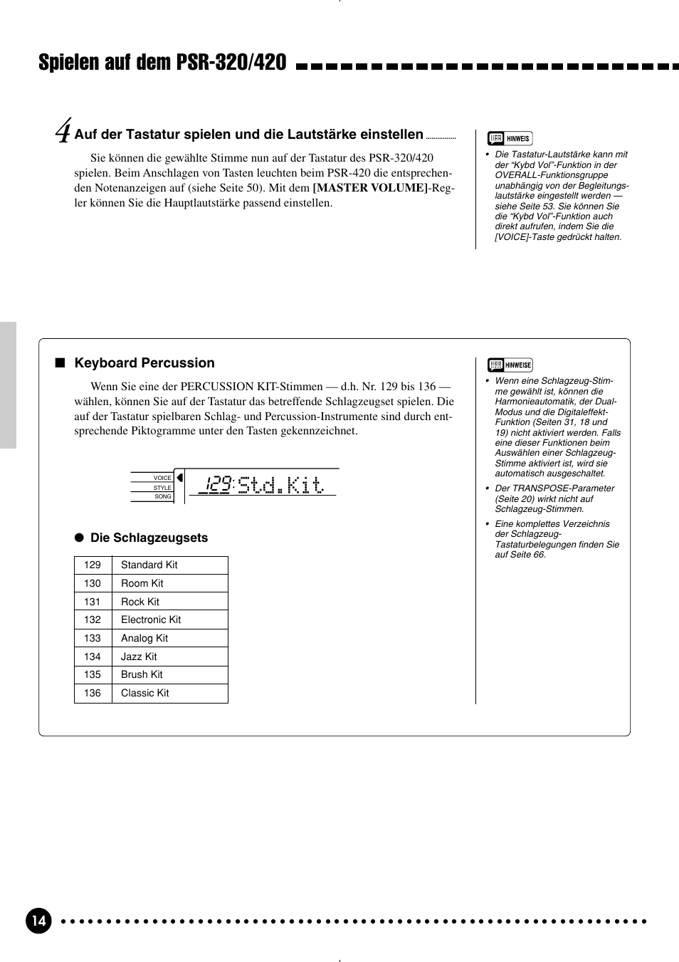 Std.kit | Yamaha PSR-320 User Manual | Page 16 / 75