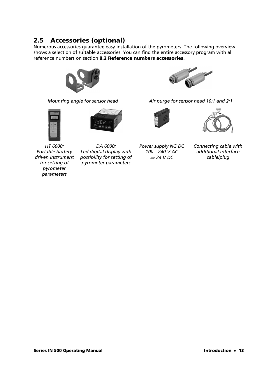 5 accessories (optional) | LumaSense Technologies IN 520 User Manual | Page 13 / 38