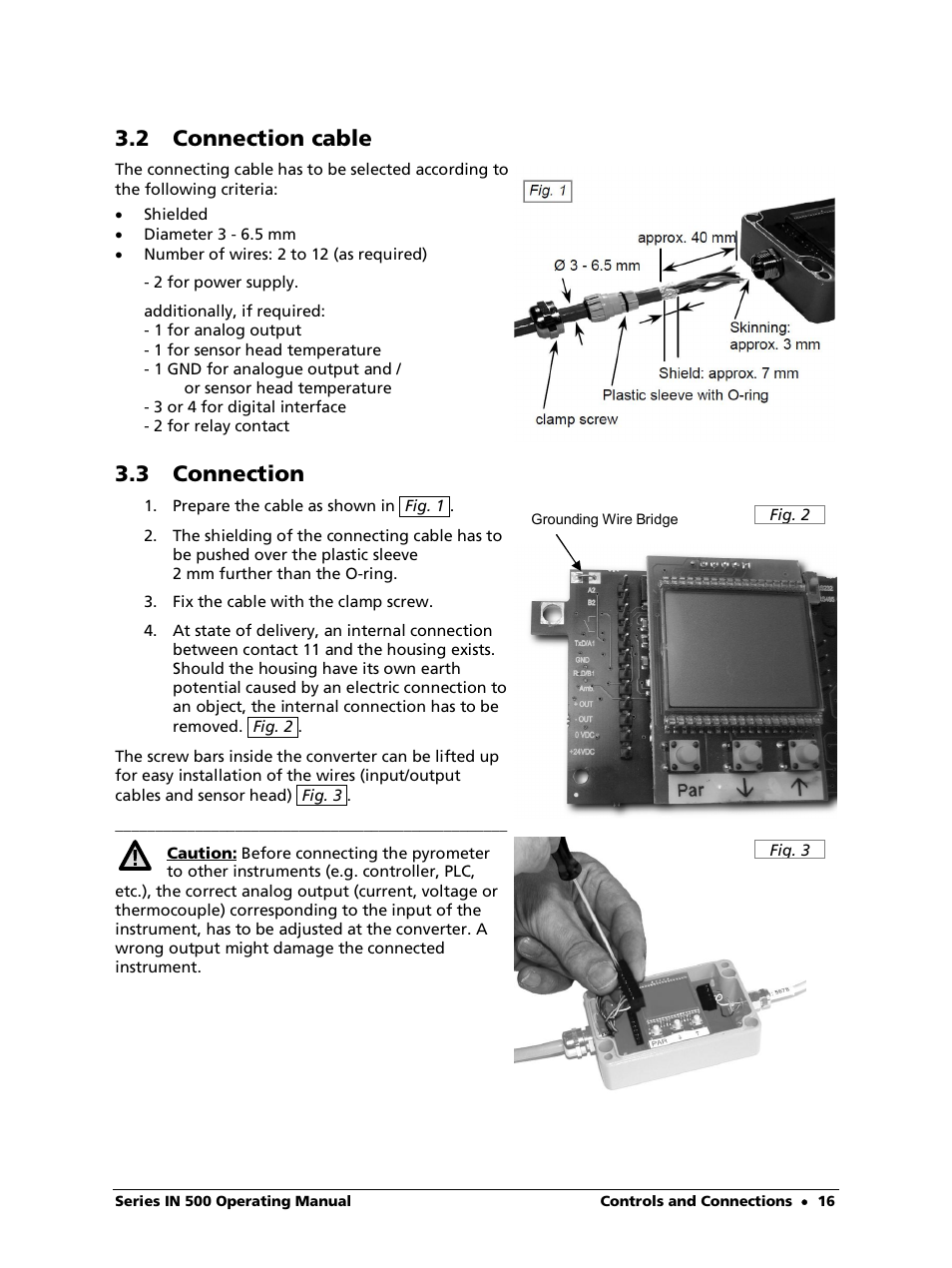 2 connection cable, 3 connection | LumaSense Technologies IN 520 User Manual | Page 16 / 38