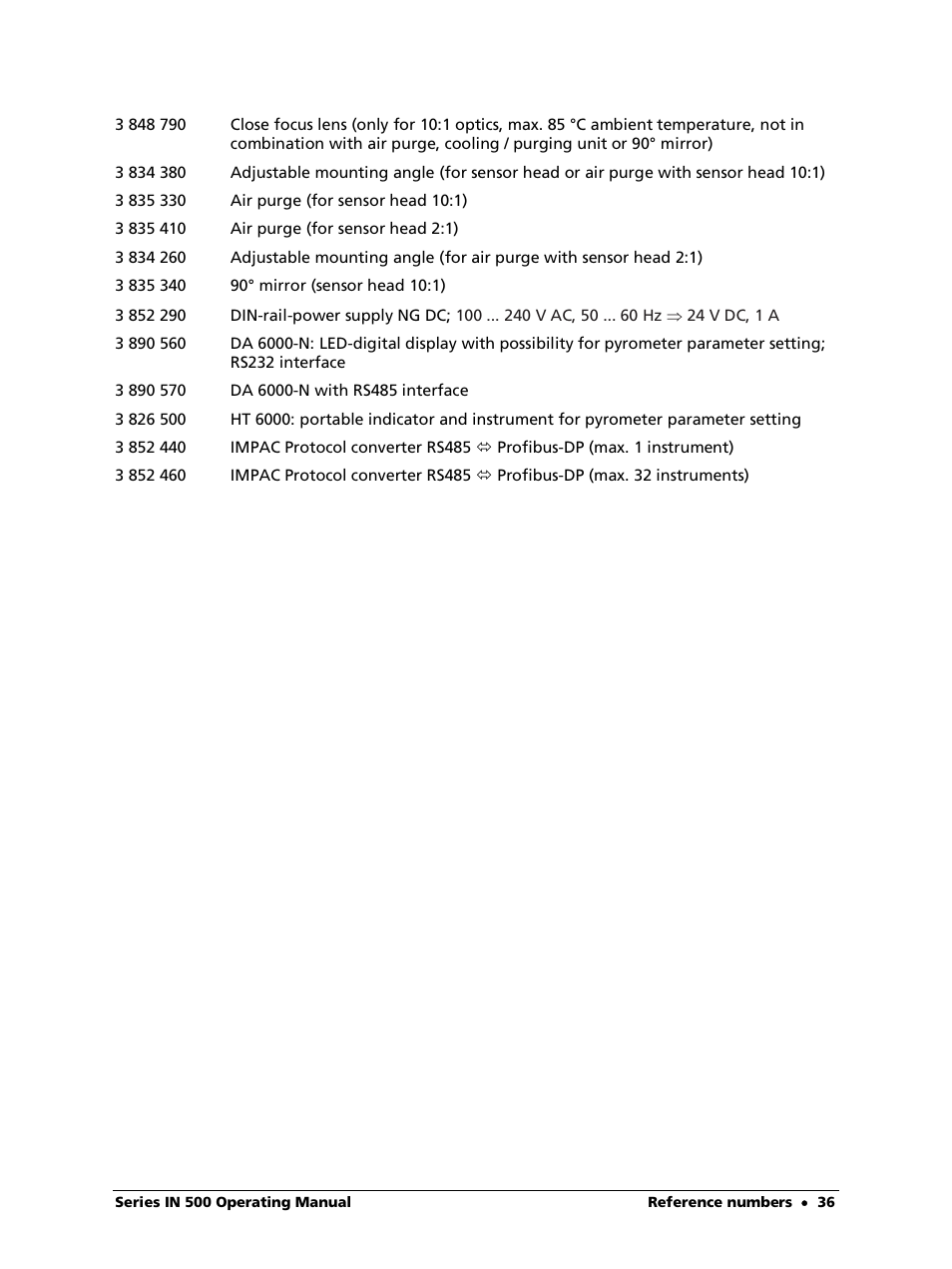 LumaSense Technologies IN 520 User Manual | Page 36 / 38