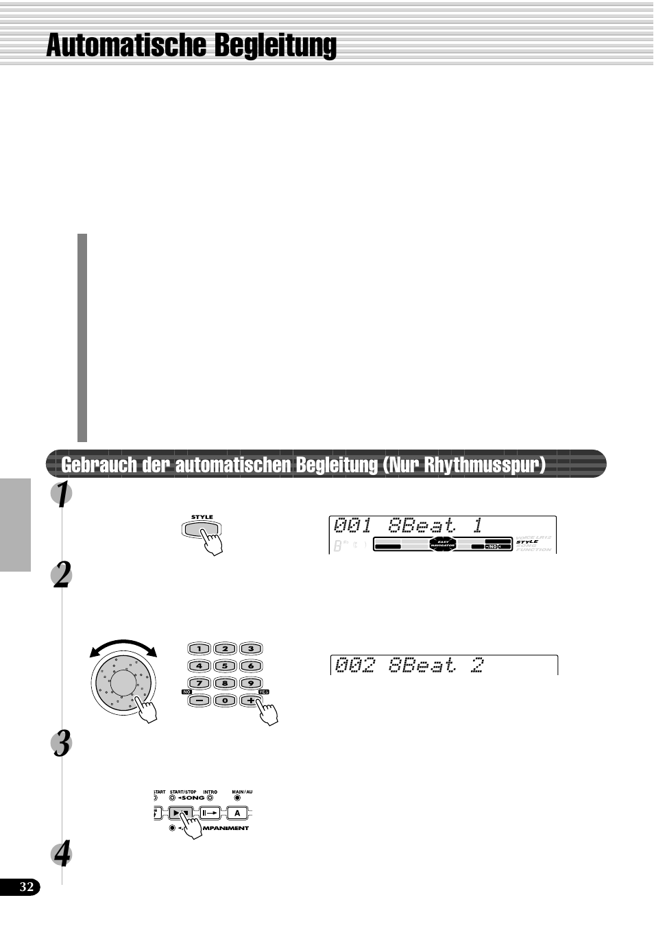 Automatische begleitung | Yamaha PSR-540 User Manual | Page 33 / 161