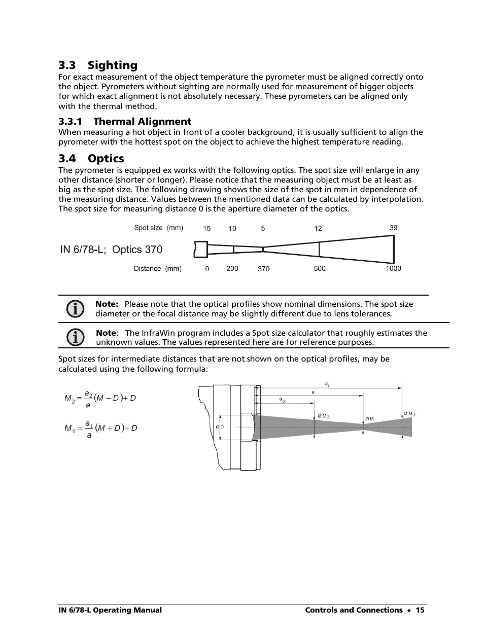 3 sighting, 1 thermal alignment, 4 optics | LumaSense Technologies IN 6/78-L User Manual | Page 15 / 38