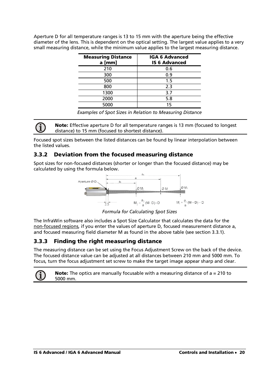 2 deviation from the focused measuring distance, 3 finding the right measuring distance | LumaSense Technologies IS 6 Advanced User Manual | Page 20 / 44
