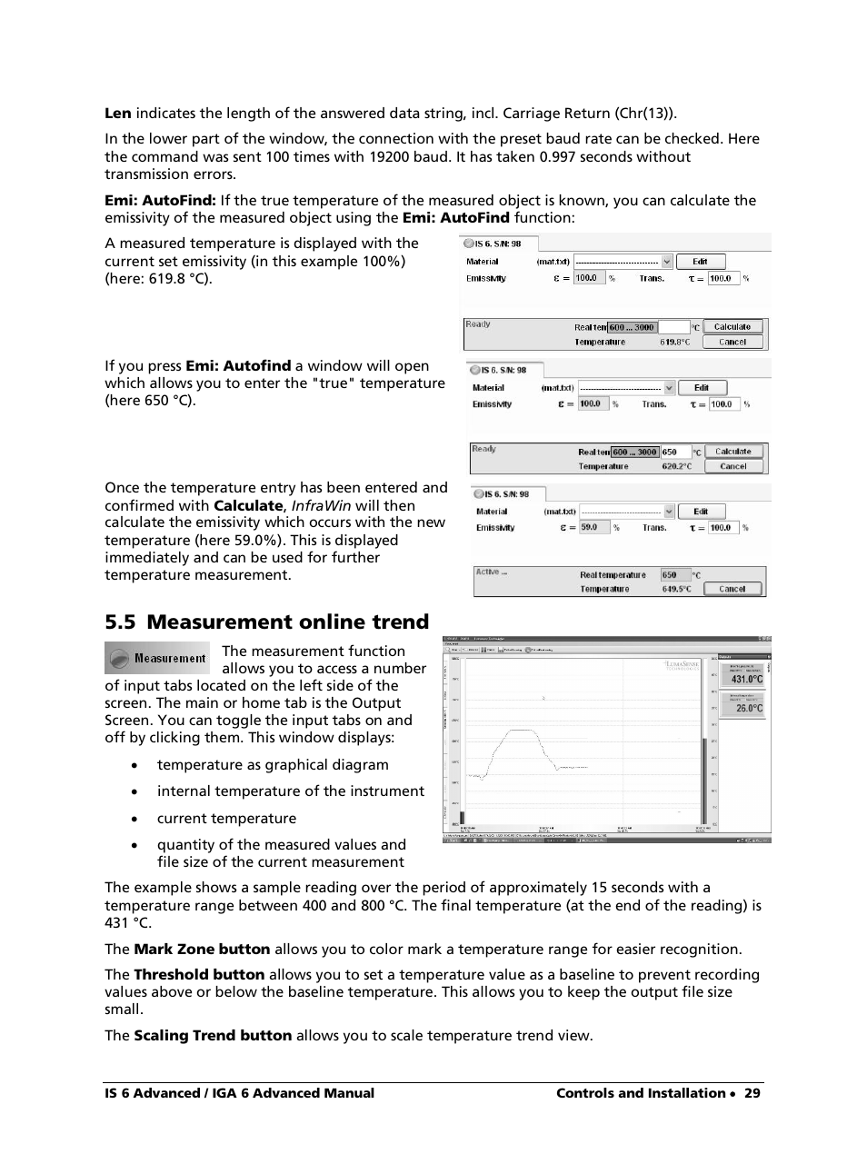 5 measurement online trend | LumaSense Technologies IS 6 Advanced User Manual | Page 29 / 44