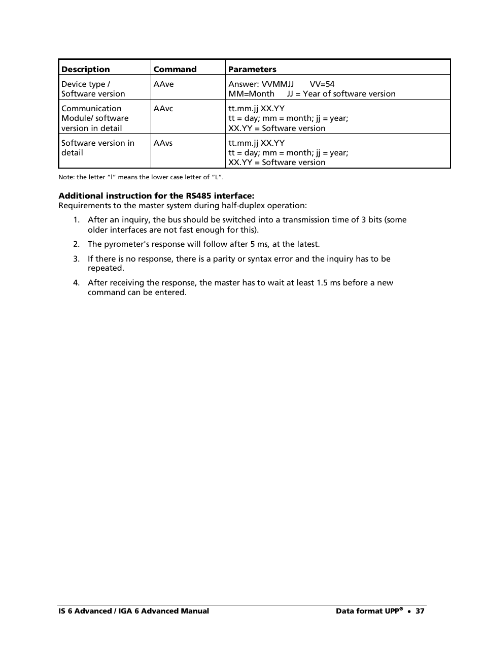 LumaSense Technologies IS 6 Advanced User Manual | Page 37 / 44