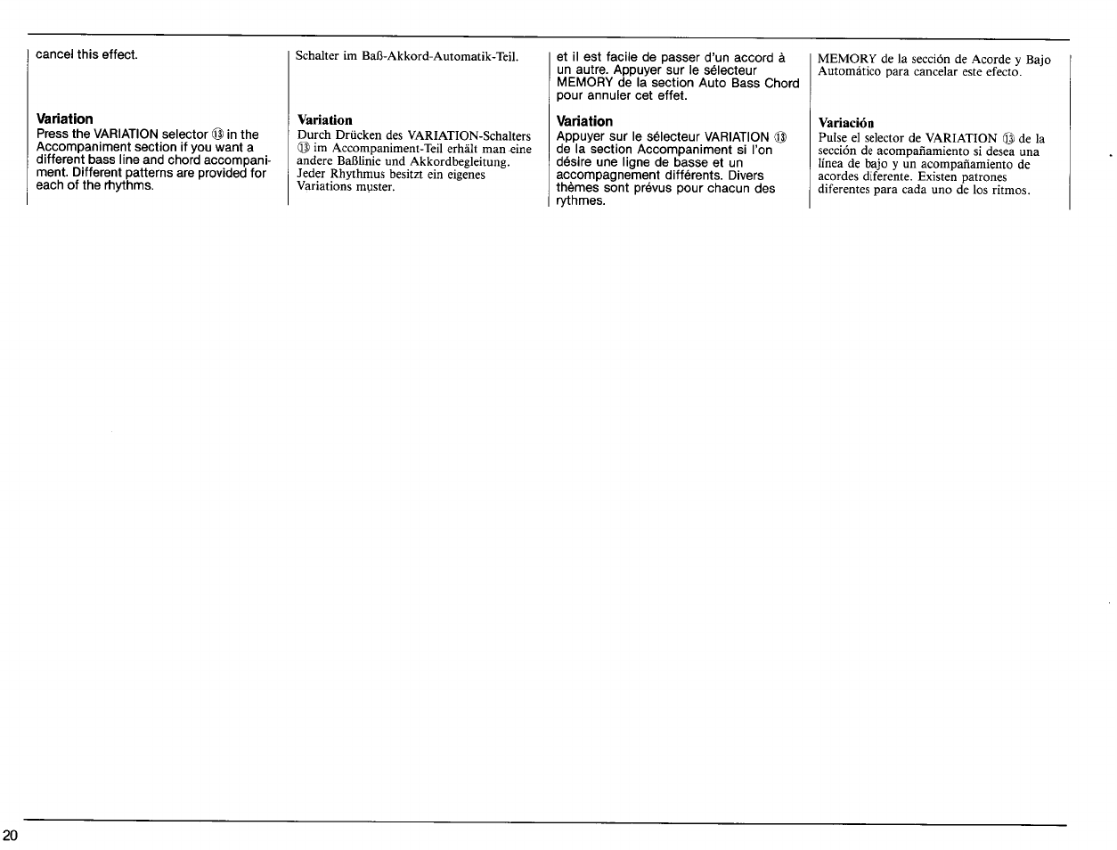 Variation, Variación | Yamaha PSR-6300 User Manual | Page 22 / 52