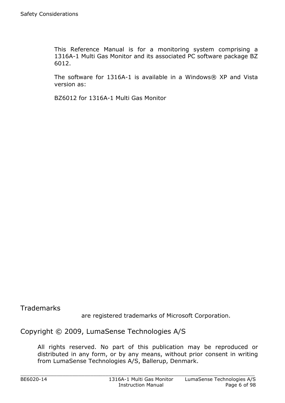 About this manual | LumaSense Technologies INNOVA 1316A-1 User Manual | Page 6 / 98