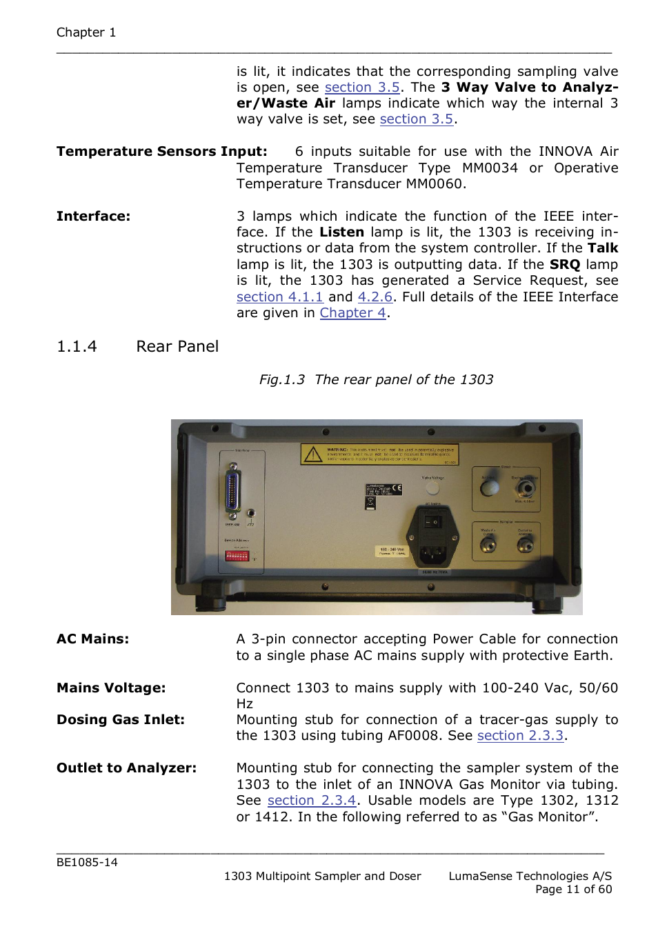 LumaSense Technologies INNOVA 1303 User Manual | Page 11 / 60