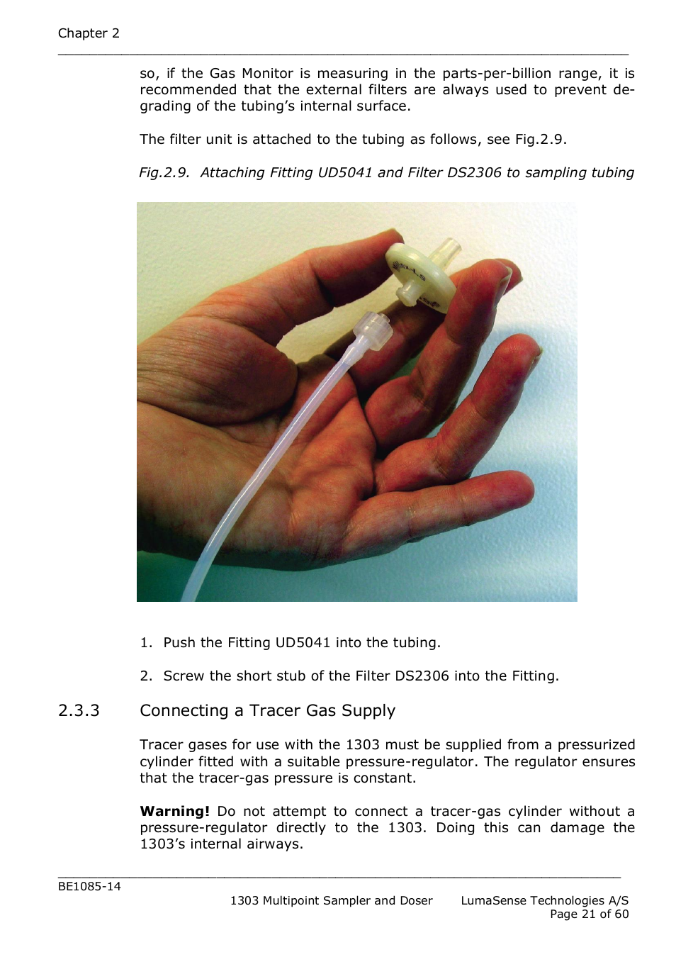 3 connecting a tracer gas supply | LumaSense Technologies INNOVA 1303 User Manual | Page 21 / 60
