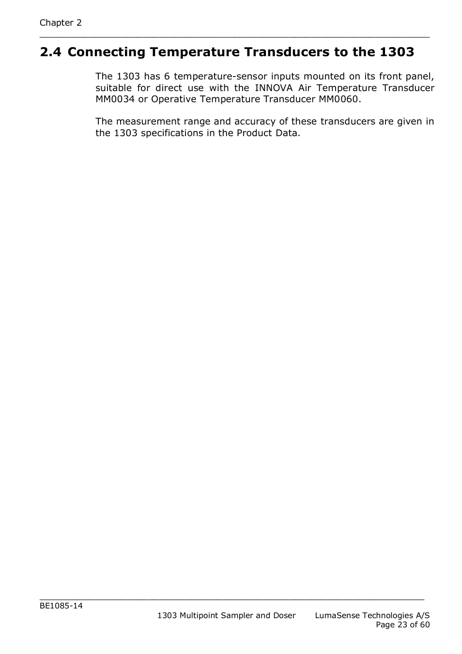 LumaSense Technologies INNOVA 1303 User Manual | Page 23 / 60
