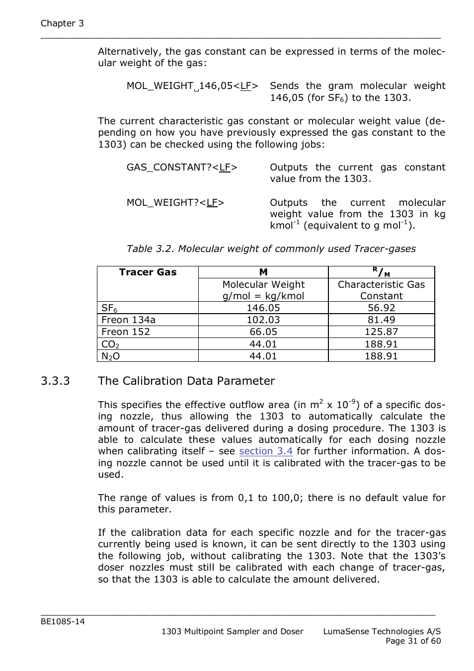 3 the calibration data parameter | LumaSense Technologies INNOVA 1303 User Manual | Page 31 / 60