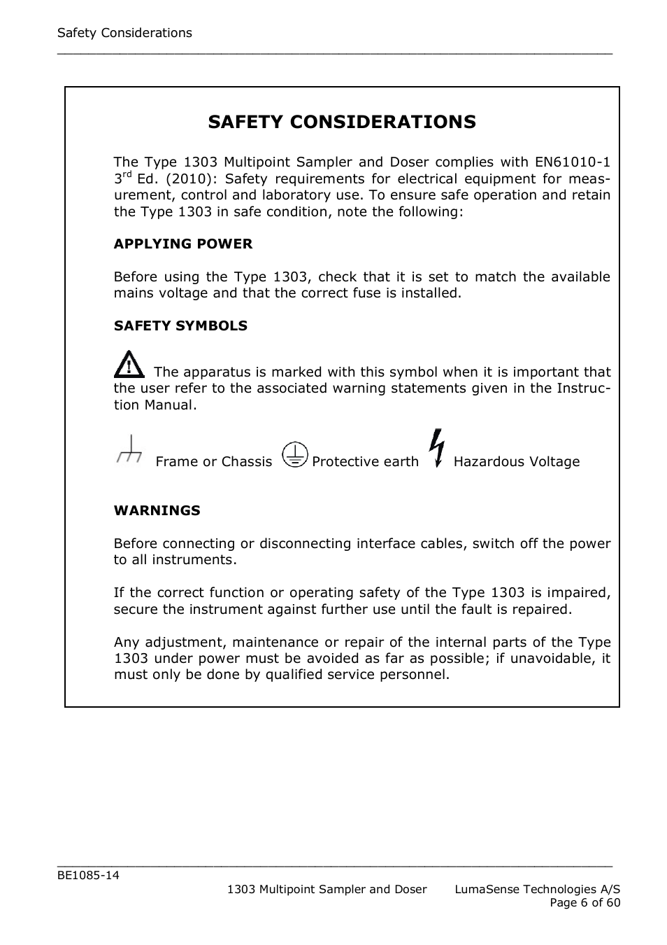 Safety considerations | LumaSense Technologies INNOVA 1303 User Manual | Page 6 / 60