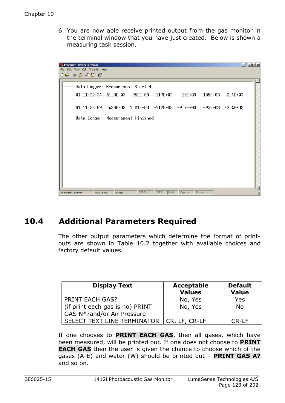 4 additional parameters required | LumaSense Technologies INNOVA 1412i User Manual | Page 123 / 202