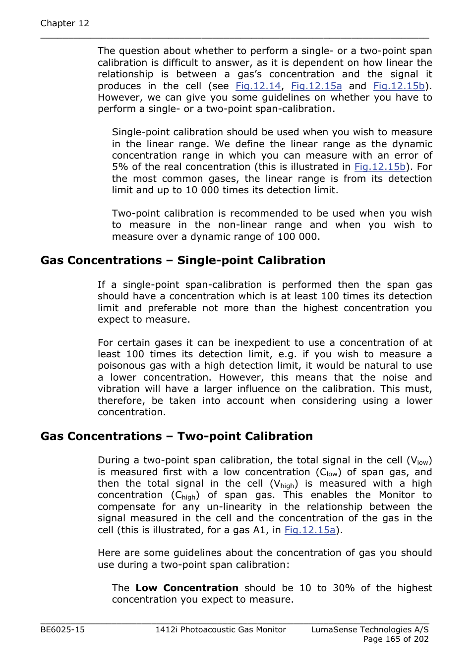 Gas concentrations – single-point calibration, Gas concentrations – two-point calibration | LumaSense Technologies INNOVA 1412i User Manual | Page 165 / 202