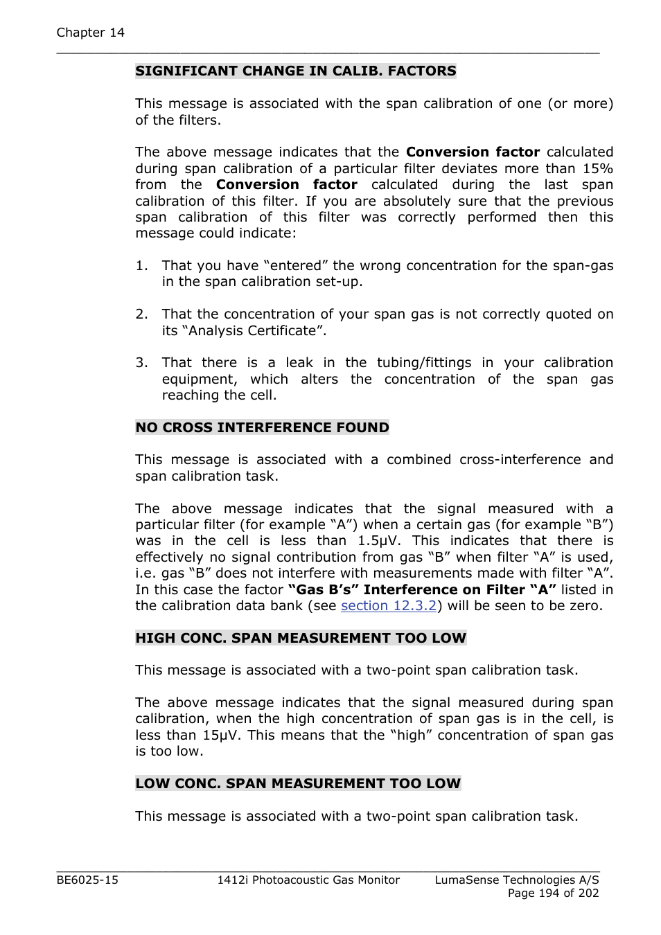 LumaSense Technologies INNOVA 1412i User Manual | Page 194 / 202