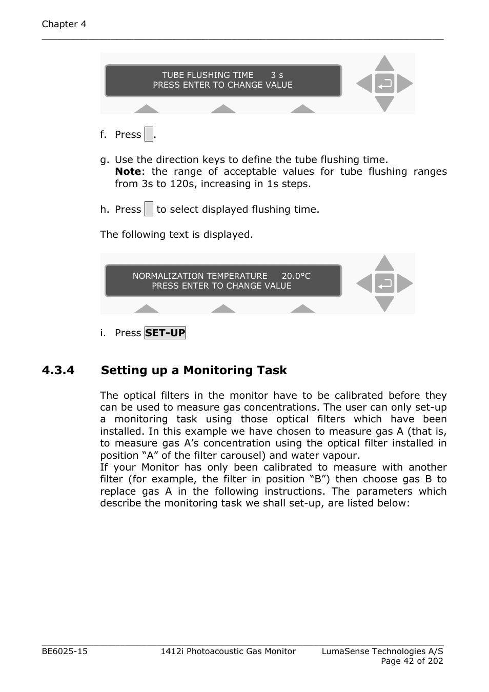 4 setting up a monitoring task | LumaSense Technologies INNOVA 1412i User Manual | Page 42 / 202