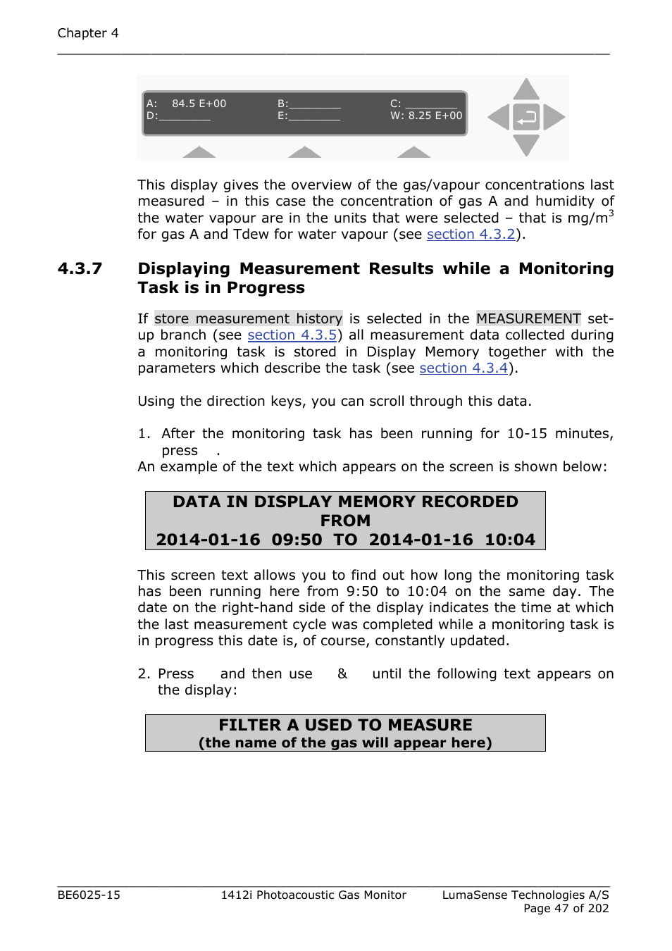 Filter a used to measure | LumaSense Technologies INNOVA 1412i User Manual | Page 47 / 202