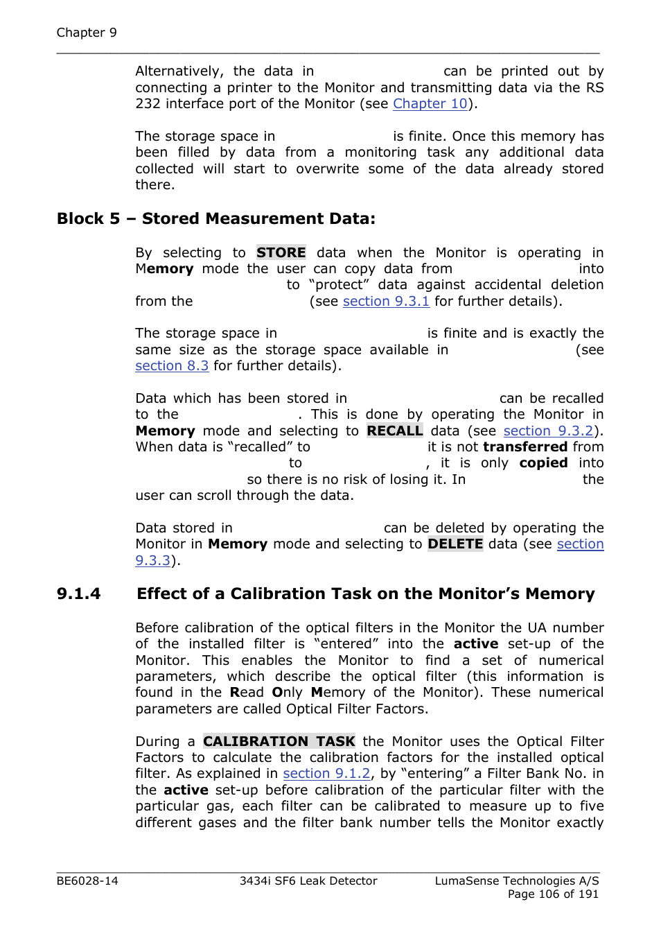 LumaSense Technologies 3434i SF6 Leak Detector User Manual | Page 106 / 191