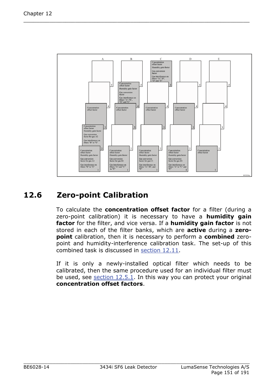 6 zero-point calibration | LumaSense Technologies 3434i SF6 Leak Detector User Manual | Page 151 / 191