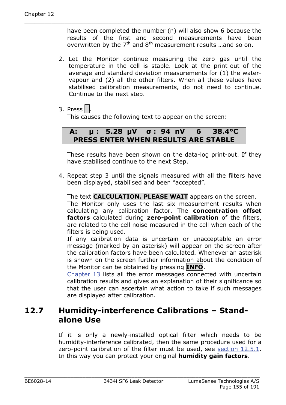 LumaSense Technologies 3434i SF6 Leak Detector User Manual | Page 155 / 191