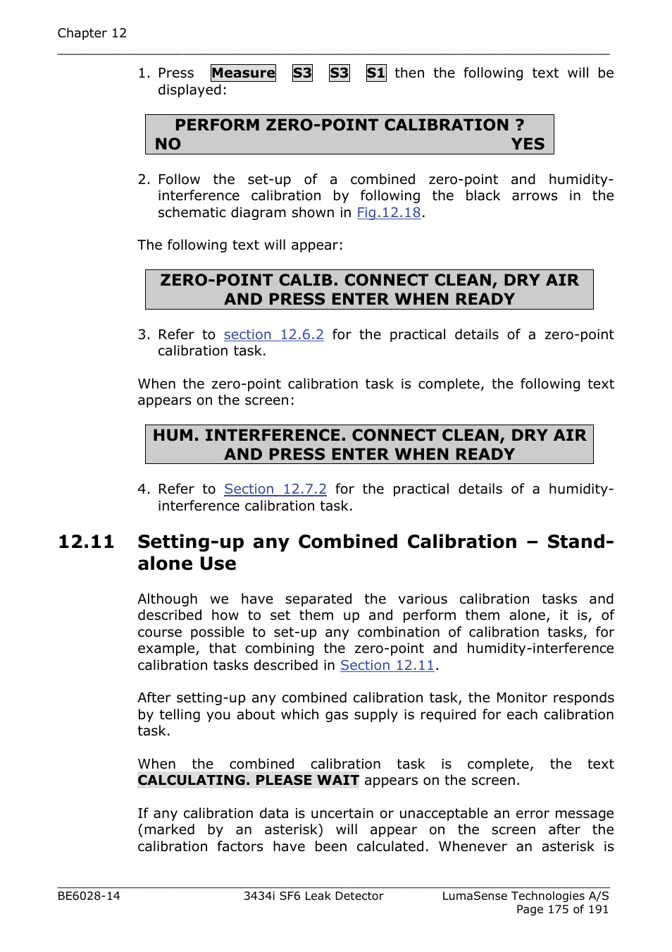 LumaSense Technologies 3434i SF6 Leak Detector User Manual | Page 175 / 191