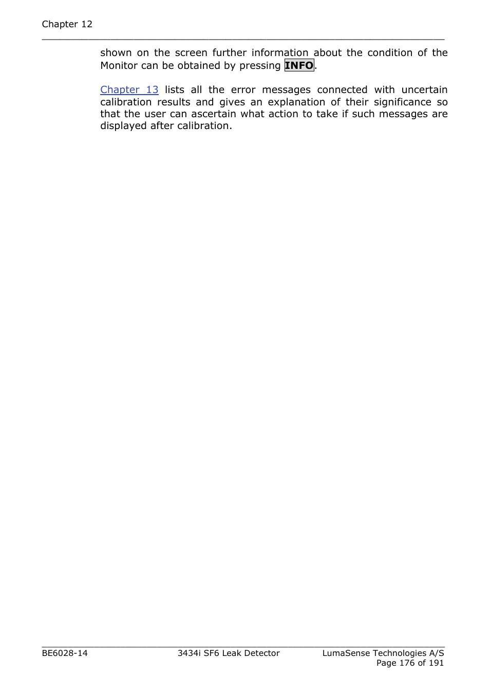 LumaSense Technologies 3434i SF6 Leak Detector User Manual | Page 176 / 191