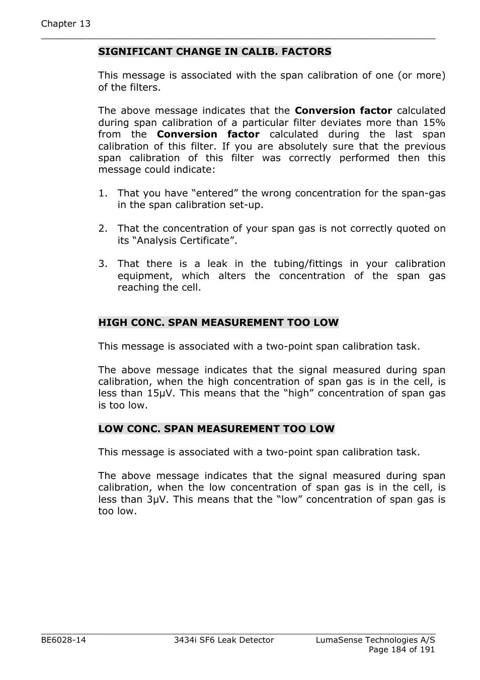 LumaSense Technologies 3434i SF6 Leak Detector User Manual | Page 184 / 191