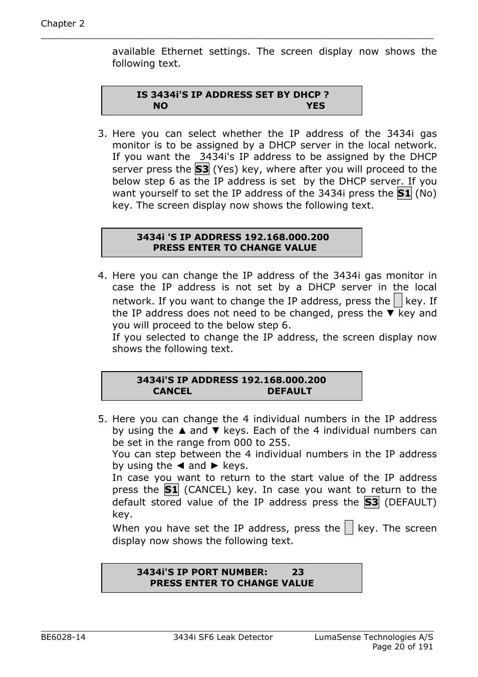 LumaSense Technologies 3434i SF6 Leak Detector User Manual | Page 20 / 191
