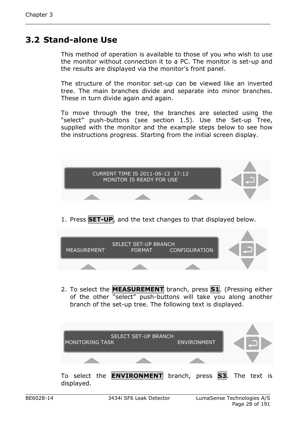 2 stand-alone use | LumaSense Technologies 3434i SF6 Leak Detector User Manual | Page 28 / 191