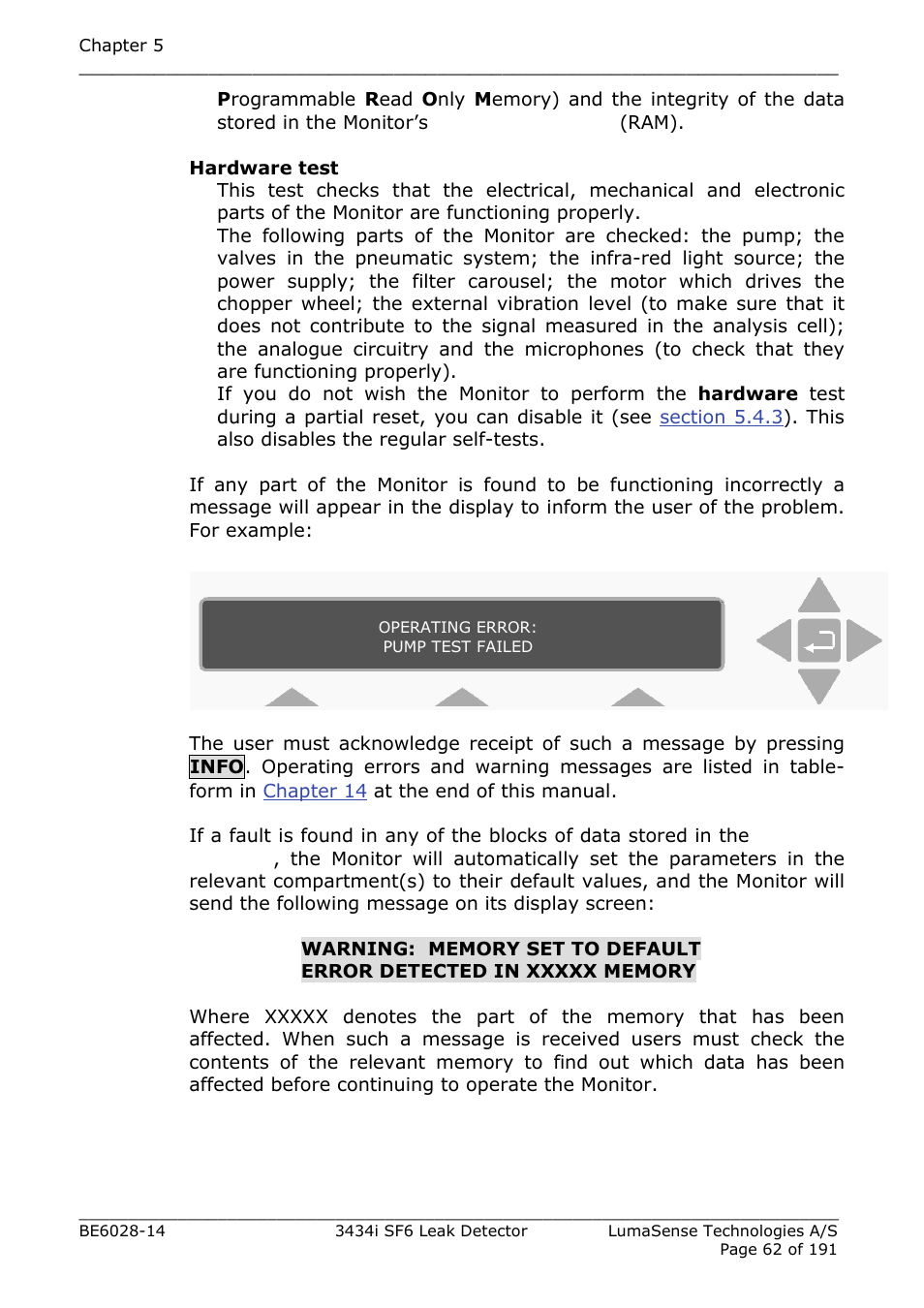 LumaSense Technologies 3434i SF6 Leak Detector User Manual | Page 62 / 191