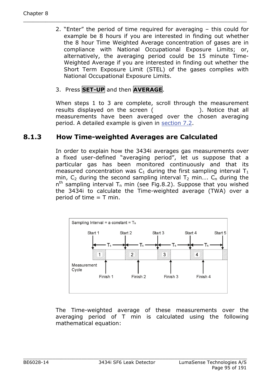 3 how time-weighted averages are calculated | LumaSense Technologies 3434i SF6 Leak Detector User Manual | Page 95 / 191