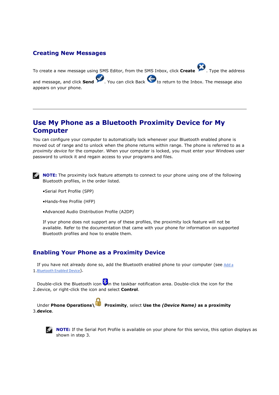 Creating new messages, Enabling your phone as a proximity device | Mediabridge MUA-BA3 Windows Vista / 7 User Manual | Page 33 / 61