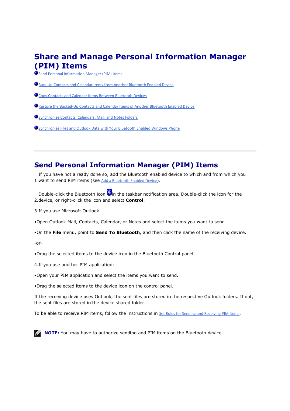 Send personal information manager (pim) items | Mediabridge MUA-BA3 Windows Vista / 7 User Manual | Page 51 / 61