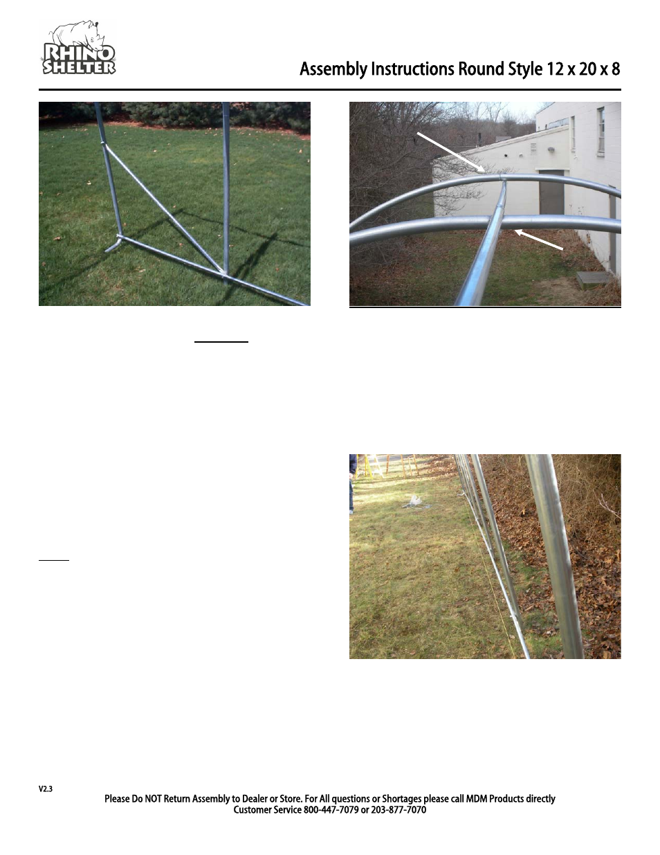 Under end arch over interior arch | Rhino Shelter ROUND-12W X 20L X 8H User Manual | Page 4 / 9