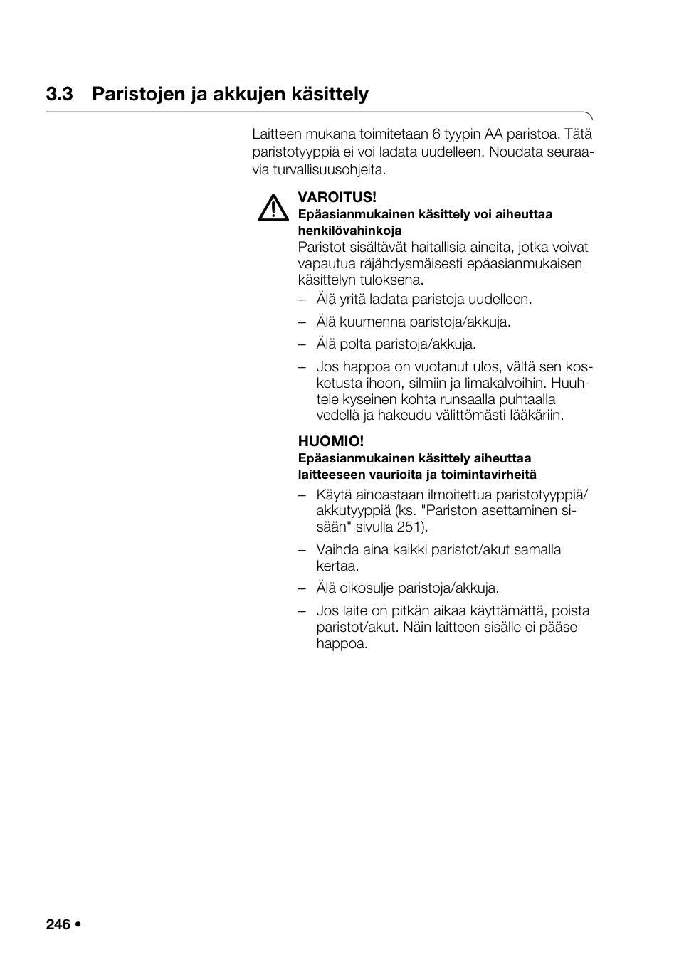 3 paristojen ja akkujen käsittely | Seca 376 User Manual | Page 246 / 401