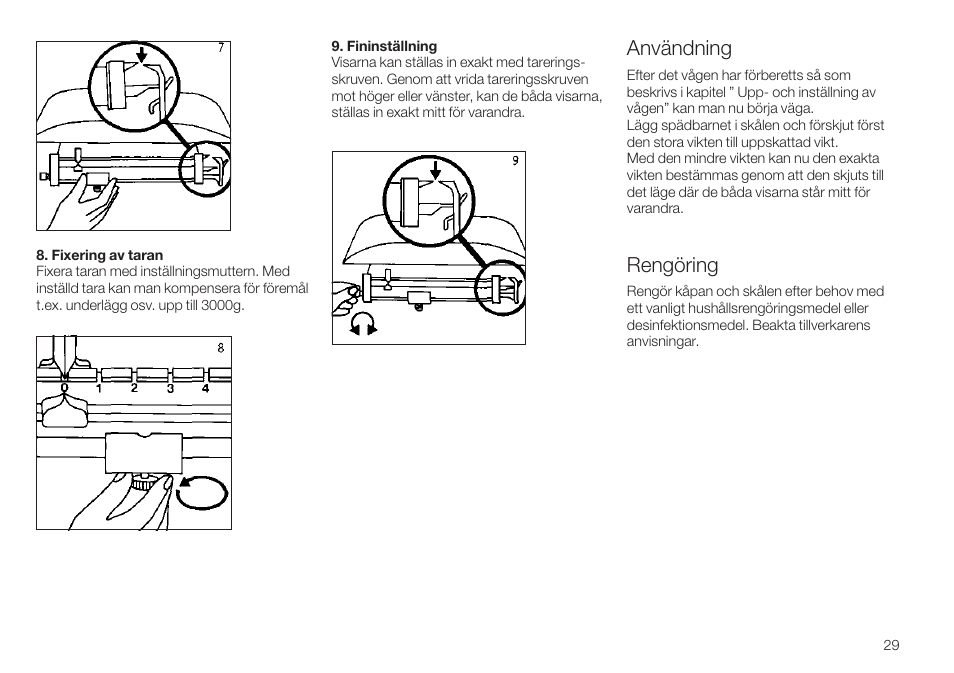 Användning, Rengöring | Seca 745 User Manual | Page 29 / 56