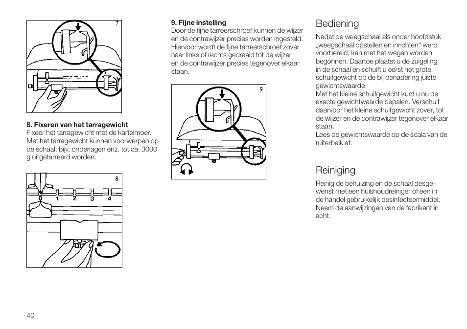 Bediening, Reiniging | Seca 745 User Manual | Page 40 / 56