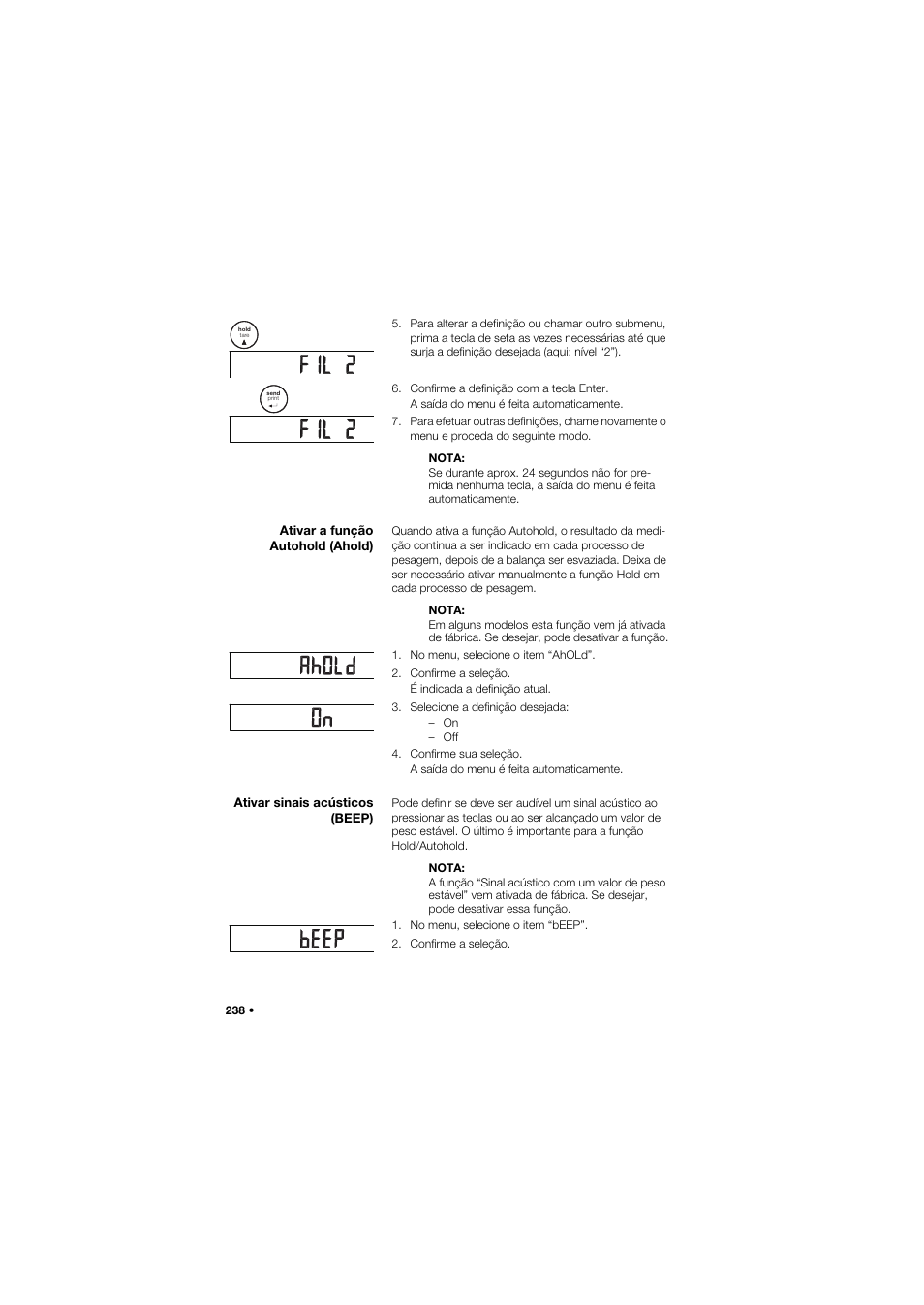 Ativar a função autohold (ahold), Ativar sinais acústicos (beep) | Seca 757 User Manual | Page 238 / 307