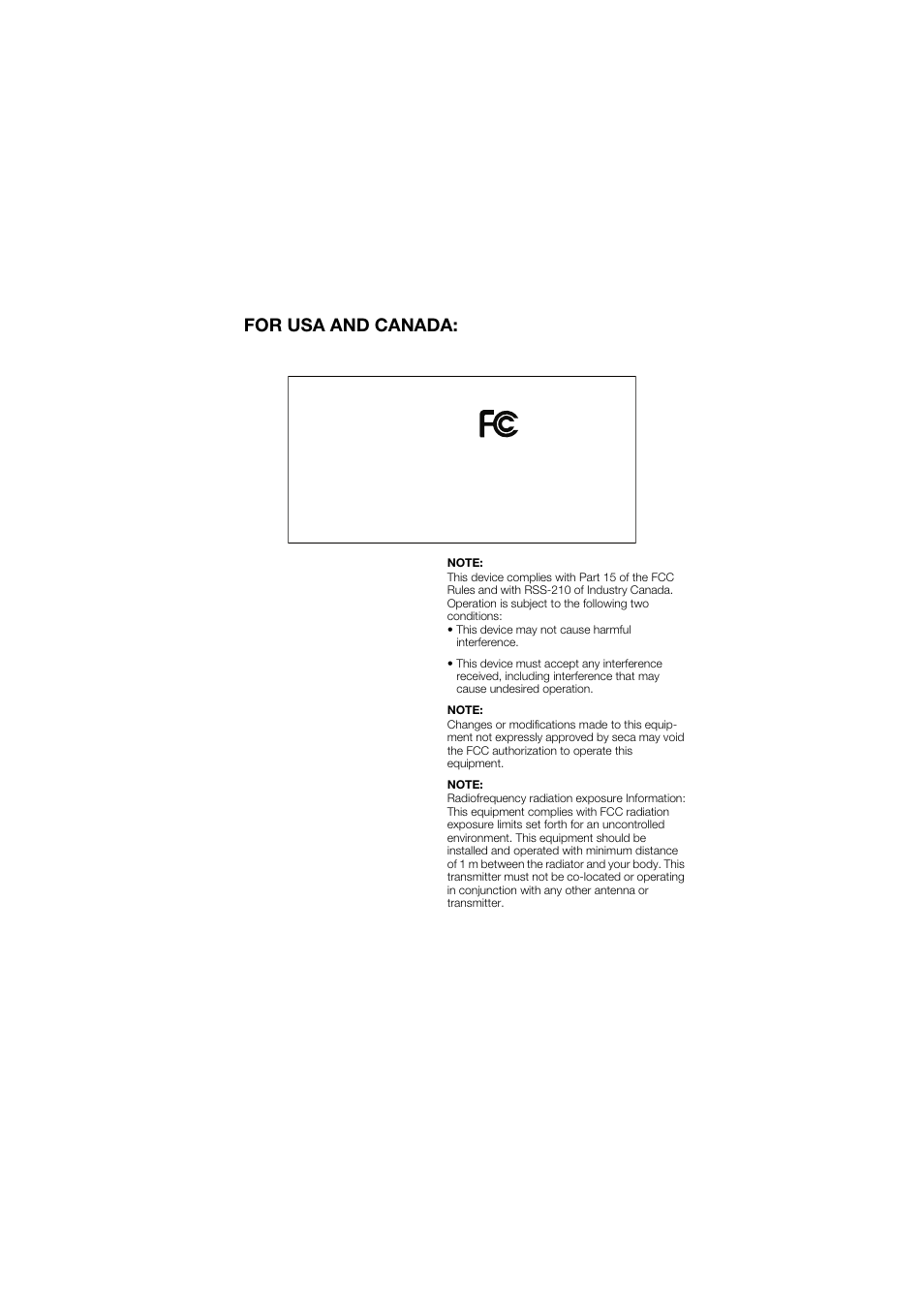 Declaration of conformity, For usa and canada | Seca 959 User Manual | Page 313 / 317