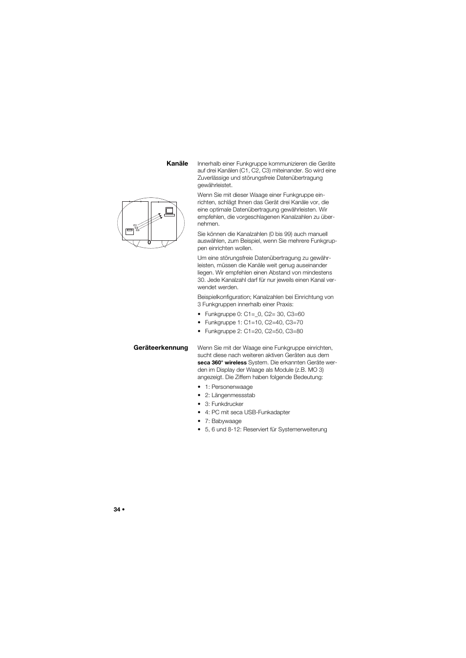 Kanäle, Geräteerkennung | Seca 959 User Manual | Page 34 / 317