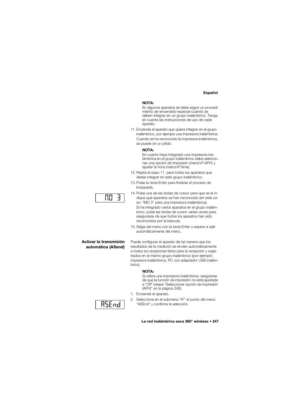 Activar la transmisión automática (asend) | Seca 635 User Manual | Page 247 / 369