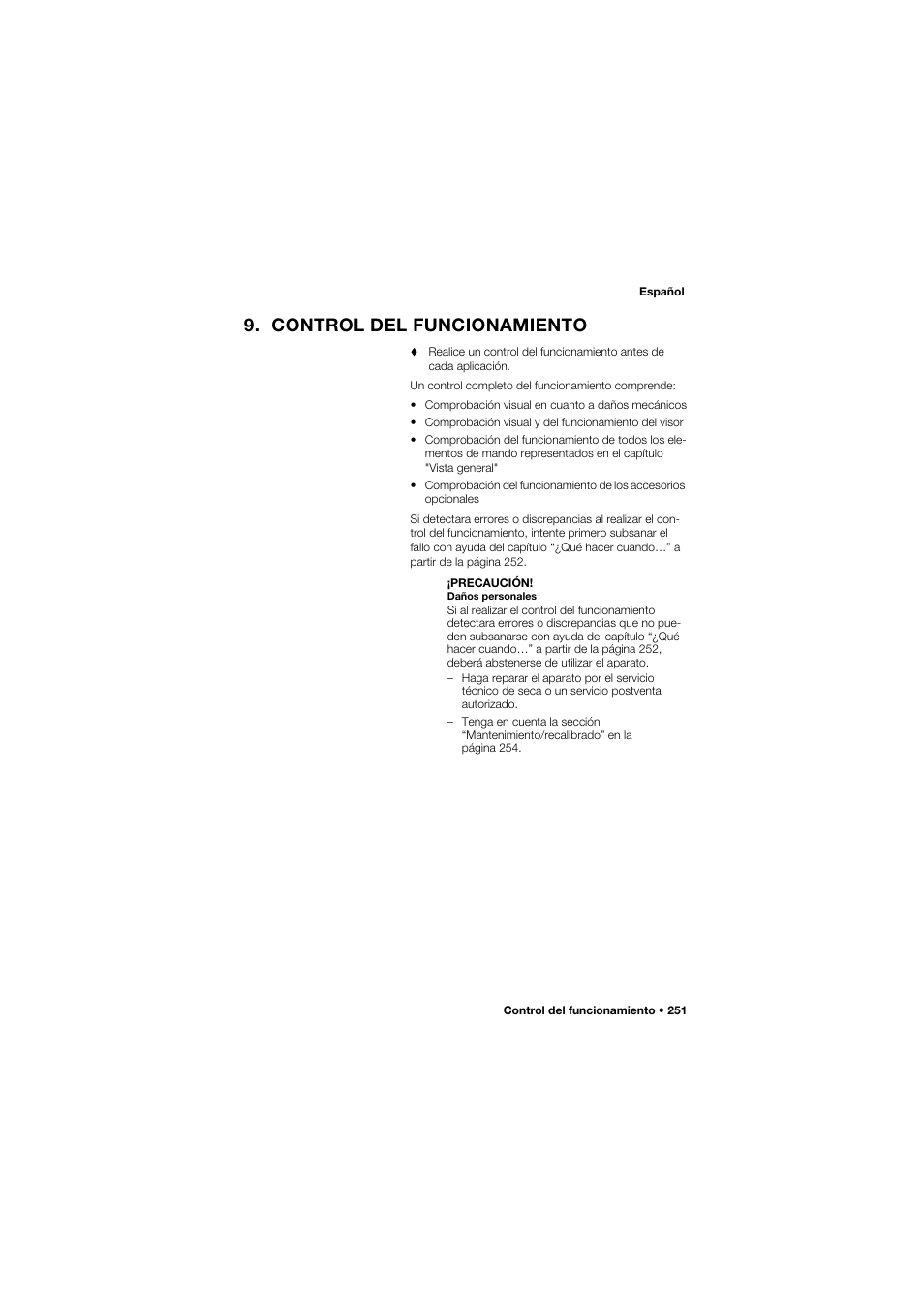 Control del funcionamiento | Seca 635 User Manual | Page 251 / 369