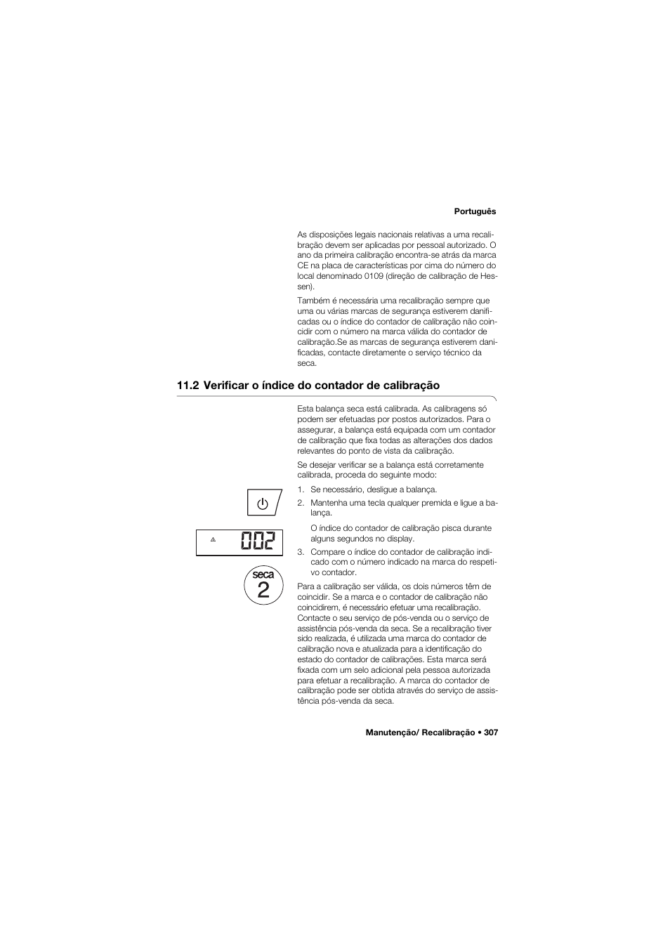 2 verificar o índice do contador de calibração | Seca 635 User Manual | Page 307 / 369