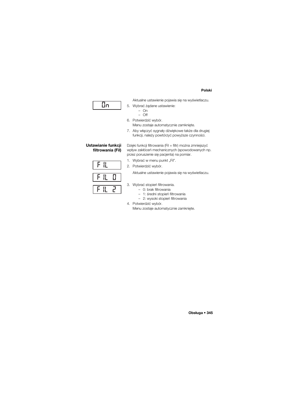 Ustawianie funkcji filtrowania (fil) | Seca 635 User Manual | Page 345 / 369