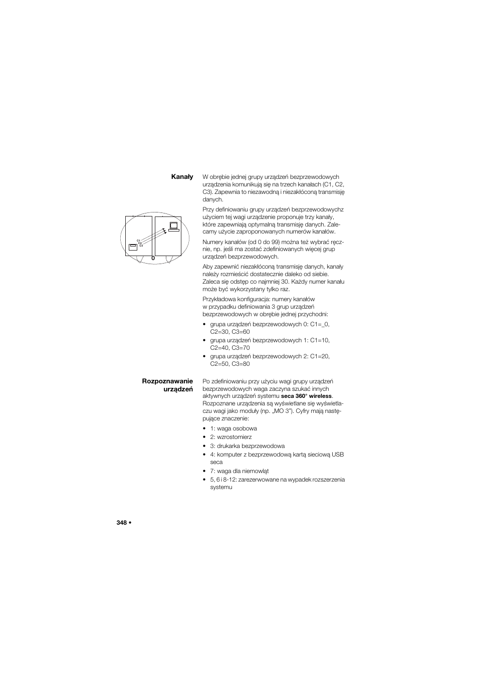 Kanały, Rozpoznawanie urządzeń | Seca 635 User Manual | Page 348 / 369
