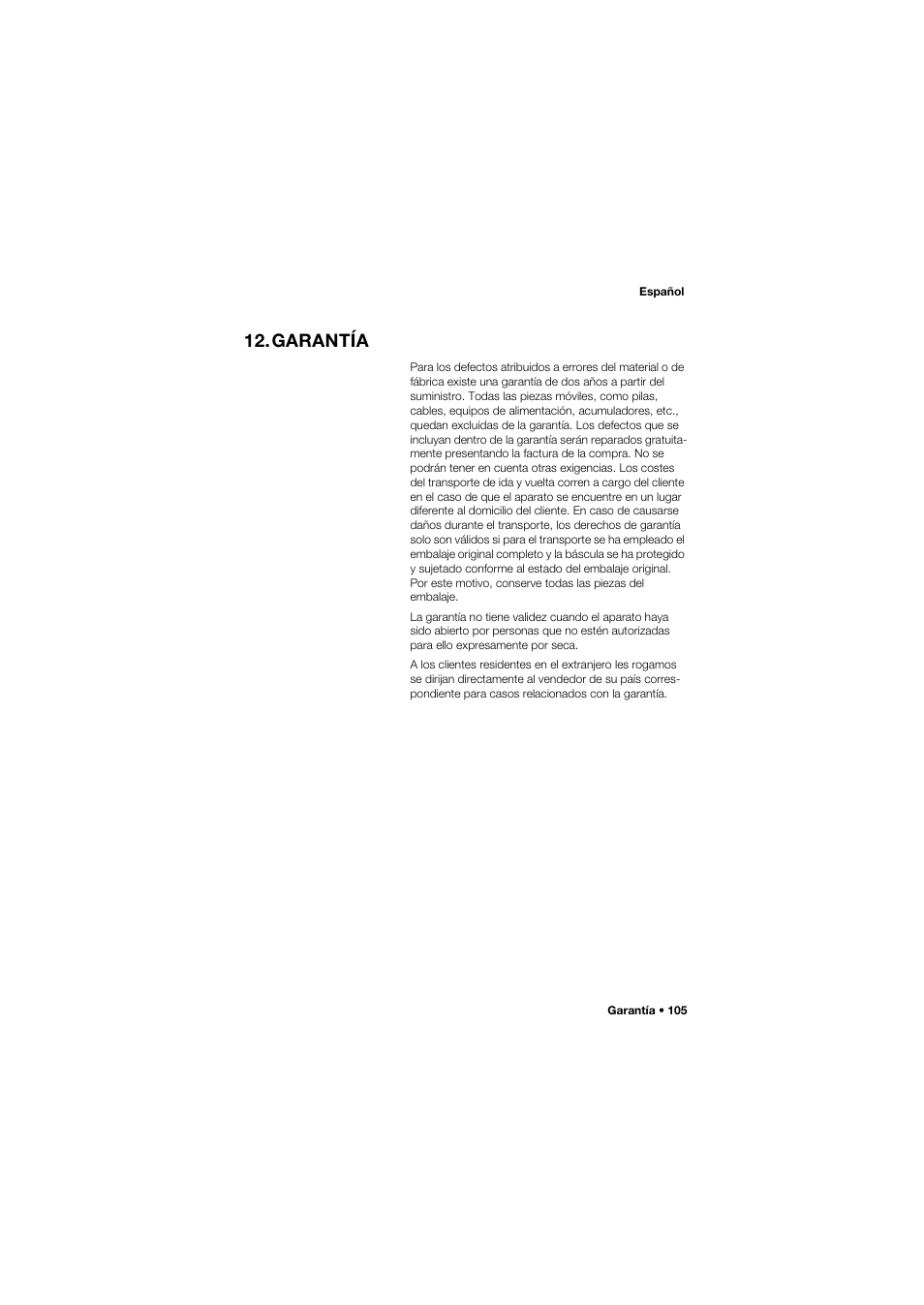 Garantía | Seca 762 User Manual | Page 105 / 155