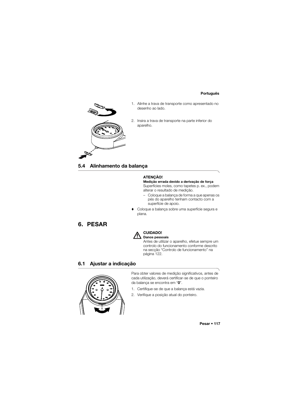 4 alinhamento da balança, Pesar, 1 ajustar a indicação | Seca 762 User Manual | Page 117 / 155