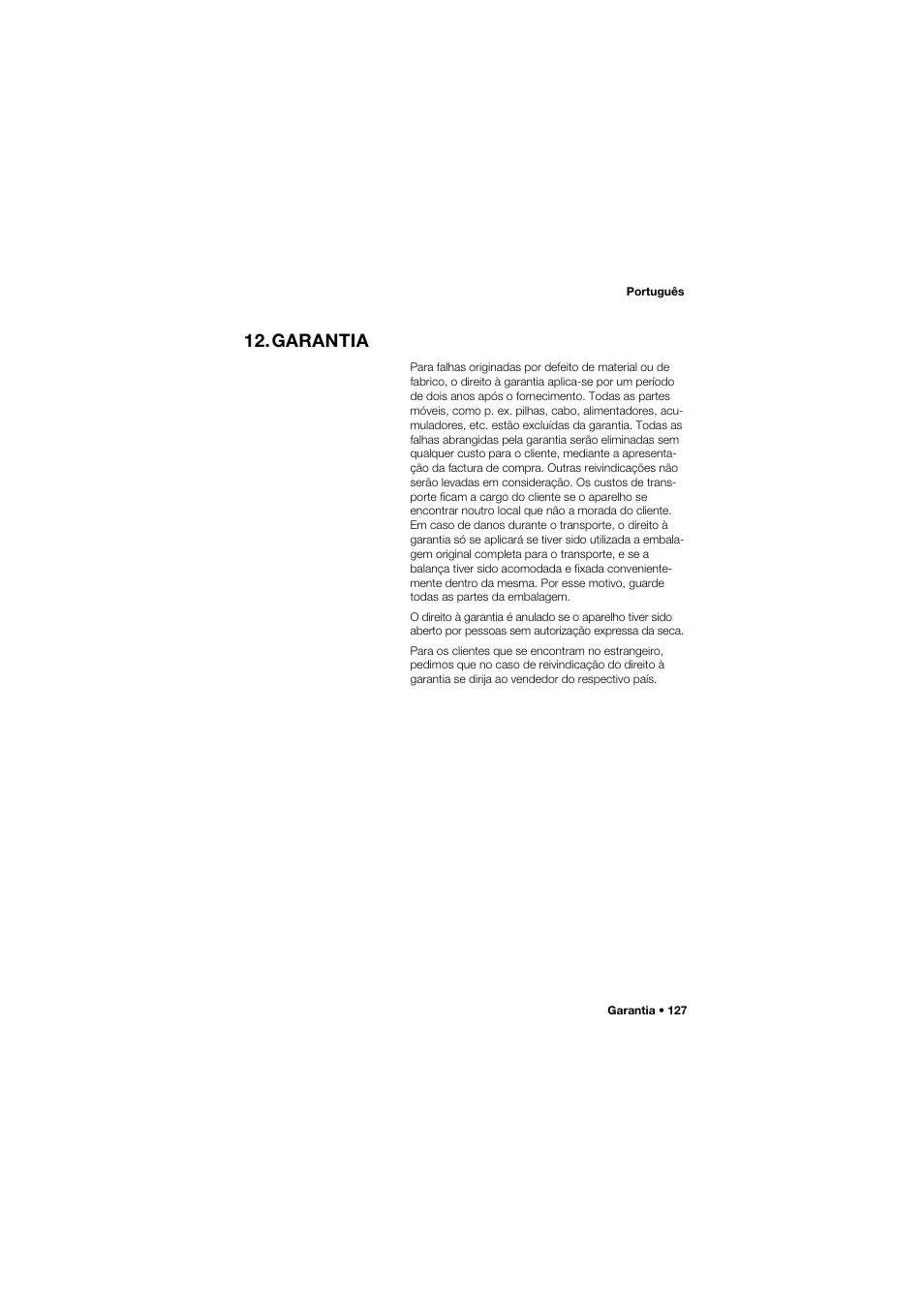 Garantia | Seca 762 User Manual | Page 127 / 155