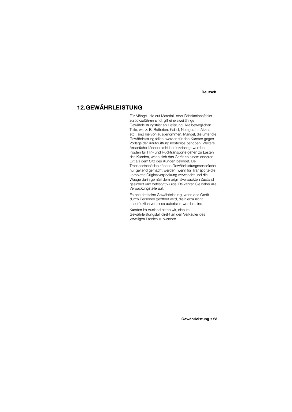 Gewährleistung | Seca 762 User Manual | Page 23 / 155