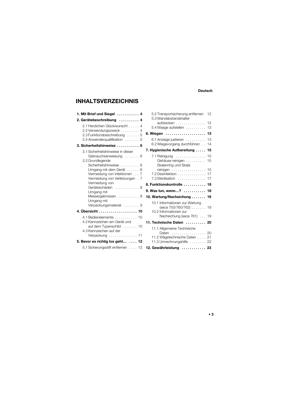 Seca 762 User Manual | Page 3 / 155